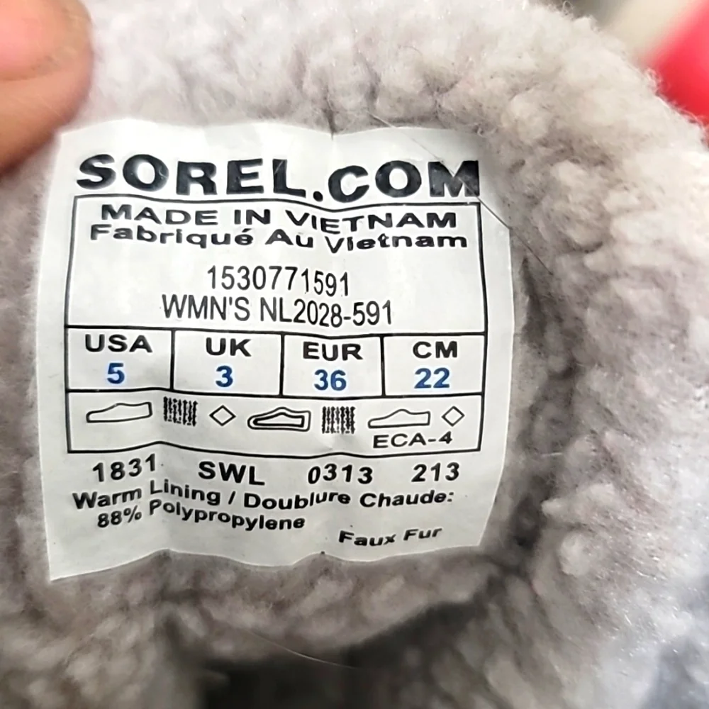 Sorel Tofino Waterproof Winter Boots Womens‎ 5 Black Grey Pink NL2028-591